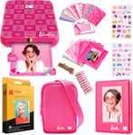 Lot De 20 Feuilles D'Imprimante Photo Portable Sans Fil Barbie Step Slim (Style Emblématique)+Étui Pour Appareil Photo Barbie,Album Photo,Autocollant Et Cadres Suspendus,50 Autocollants +