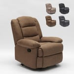 Fauteuil relax inclinable à roulette avec repose-pieds design tissu Maura Couleur: Marron