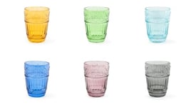 Excelsa Country Flower Lot de 6 verres à eau, verre coloré en pâte, capacité 300 ml.