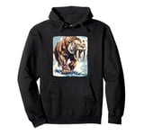 Great Sabre Toothed Tiger for Ice Age and Snow Lovers Pullover Hoodie