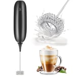 Milk Frother Handheld Whisk Battery Powered Drink Mixer, Milk Frother Foamer & Mini Drink Mixer Coffee Frother Whisk, Electric Portable for Latte, Cappuccino, Hot Chocolate- Black