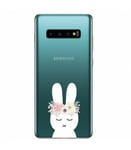 Coque Galaxy S10e lapin fleur rabbit cute kawaii transparente