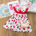 HINK Baby Dressing Gown,Toddler Kids Baby Girls Casual Strawberry Print Dress Princess Bag Set Outfits 18-24 Months Red Girls Dress & Skirt For Baby Valentine'S Day Easter Gift