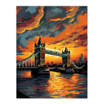 Tower Bridge And The Thames River Storm Clouds Orange And Grey London England Extra Large XL Unframed Wall Art Poster Print