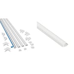 D-Line 2010KIT001 4-Meter Micro Trunking Multipack, White – 20mm (W) x 10mm (H) & Micro Cable Trunking Self-Adhesive Cable Covers Electrical Cable Tidy, 20mm (W) x 10mm (H) - 1 meter Length - White