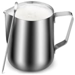 Milk Frothing Pitcher Stainless Steel – Milk Frother Steamer Cup - Easy Creamer Measurements - Foam Making for Coffee, Matcha, Cappuccino - 12oz/350ml