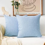 Home Brilliant Linen Cushion Cover Pale Blue, Large Cushion Covers 60cm x 60cm for Couch Patio, Soft Square Pillow Cases Gifts for Women, 2 Pcs, 24inch, (60 x 60 cm, Light Blue)