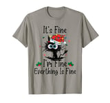 It's Fine I'm Fine Everything Is Fine, Black Cat Xmas Light T-Shirt