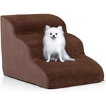 Goplus - Escalier pour Chien Chat à 3 Marches, 42 x 58 x 40 cm, en éponge Haute Densité, Rampe avec Fond Antidérapant, Couverture Lavable, Jusqu'à 30