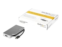 Startech.Com Usb-C-Videoadapter Med Flera Portar - 4-I-1 Aluminium - 4K 60Hz - Rymdgrå - Videokort - 24 Pin Usb-C Hane Till Hd-15 (Vga), Dvi-I, Hdmi, Mini Displayport Hona - Rymdgrå - Aktiv Omvandlare, 1920 X 1200 (Wuxga) Stöd 60 Hz (Dvi Och Vga), 4