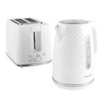 Salter Kettle and Toaster Set White Fast Boil 1.7L 2-Slice Wide Slot Glacier