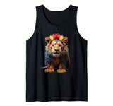 Colorful Vintage Graphic Lion Head Face Art Funny 2024 Tank Top