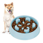 Relaxdays Slow Feeder Bowl, Anti Gulping, Food for Dogs, 600 ml, Eat Slowly, Dishwasher Safe, Spiral, Blue