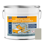 Peinture façade PROCOM crépi, façade à relief, imperméabilisation et protection des façades - Durable jusqu'à 10 ans 10 litres Gris béton (RAL 7044)