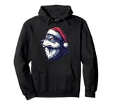 Wolf Santa Hat Xmas Wolf Wild Animals Lover Christmas Pajama Pullover Hoodie