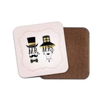 Retro Mr and Mrs Coaster - Wedding Marriage Groom Bride Love Fun Gift #19054