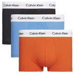 Calvin Klein Cotton Stretch 3 Pack Low Rise Trunk, Tangerine / Black / Regatta