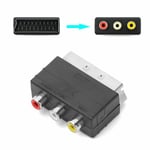 Phono Plug Scart Male to 3RCA Female 21PIN Adapter Input For PS4 WII DVD VCR