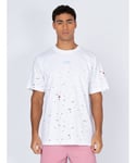 Luke 1977 Mens St Kitts Paint Splatter T-Shirt in White Cotton - Size Medium