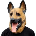 Hundhuvudmask Halloweenfest Hundkostym Masker Mask Super Bowl Underdog Kostym Latex Djurhuvudmask (Tysk schäferhund)