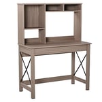 HOMCOM Bureau avec rangement bureau bibliothèque bureau en bois moderne avec étagères et grand plateau pour petits espaces bureau à domicile chambre à coucher, 105 x 50 x 137,5 cm, aspect marron clair