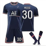 21/22 Hem Barn Fotbollssatser Skjorta Fotbollströja Träningsdräkt 21-22 PSG Home Kit Messi 30 28(12-13 Years)