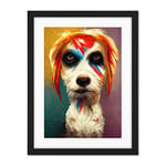 Doppelganger33 LTD Aladdin Sane Ziggy Stardust Terrier Dog Fun Quirky Painting Artwork Framed Wall Art Print 18X24 Inch