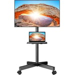 Perlegear Support TV roulettes Support TV Pied sur roulettes Mobile Meuble TV Chariot pour Television de 23-60 Pouces-LCD/LED/Incurvés,Support TV Pied sur roulettes Supporte 40 kg, Max VESA 400x400mm