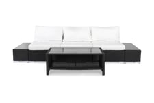 Bahamas Loungegruppe 3 Pers 1 Bord m Hylle - 2 Avslutninger Svart Loungesett Hvit,Svart Comfort Garden