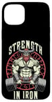 Coque pour iPhone 15 Plus Viking Gym Warrior Strength In Iron Deadlift Poids Fitness