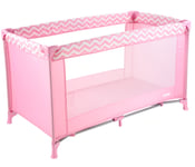 Funtime Travel Cot Crib Playpen - Pink  120x60cms