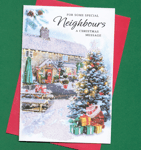 Neighbours Christmas Card Snow Scene Country Cottage Next Door  Greeting 19x13cm