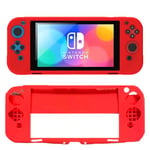 Tikawi Coque Nintendo Switch OLED (7") Silicone Rouge - Coque [Anti-Choc] [Souple] [Haute Protection] [Fine et légère]