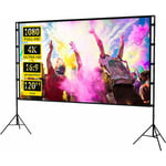 Ej.life - 100' Écran de Projection avec Support, 4K hd 16: 9 Pliable Écran Videoprojecteur sur Pied, Écran sur trépied avec Sac Portatif pour Cinéma