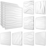 Hexim - Panneaux muraux 3D en plastique pvc - revêtement mural blanc avec aspect 3D - motifs Wave: 1 assiette, HD124