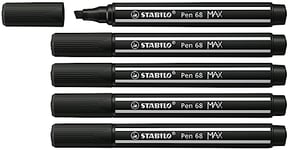 Feutre dessin STABILO Pen 68 MAX ARTY - Lot x 5 Feutres Coloriage Pointe Large - noir