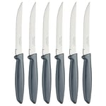 Tramontina Kitchen Knives Set of 6, Serrated Fruit Tomato Cooking Knife, Vegetable Chopper Peeler, Stainless Steel, Multipurpose, Pointed Tip, Grey, 23498654