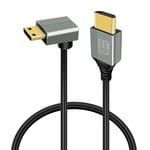 GELRHONR 90 Degree Mini HDMI to HDMI Cable 8K, UP Angle Mini HDMI 2.1 Cable Ultra Slim Flexible Lead Supports 8K@60Hz/4K@60Hz/48gbps for DSLR amcorder, Laptop, Tablet and Graphics/Video Card-0.5M