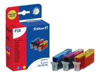 Pelikan P28 Promo pack - Pack de 3 - jaune, cyan, magenta - cartouche d'encre (équivalent à : Canon CLI-551XL ) - pour Canon PIXMA iP8750, iX6850, MG5550, MG5650, MG5655, MG6450, MG6650, MG7150...