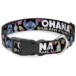 Buckle-Down Collier à Clip en Plastique – Ohana Signifie Famille/Stitch & Scrump/Flore Tropicale Noir/Blanc/Multicolore – 2,5 cm de Large – Convient pour Tour de Cou de 27,9 à 43,2 cm – Taille M