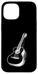 Coque pour iPhone 15 Crayon de guitare classique Croquis Guitariste Rock Roll