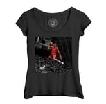 T-Shirt Femme Col Echancré Michael Jordan Gros Dunk Chicago Bulls Basketball Goat