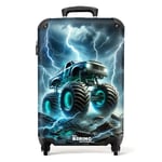 NoBoringSuitcases.com Valise Enfant, Valise Cabine, Valise Enfant Garcon, Bagages Enfant, Valise Enfant Roulette, Valise pour Enfant, Valise Cabine 55x35x25cm (Camion Monstre - Bleu foncé)