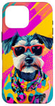 Coque pour iPhone 16 Pro Max Figurine schnauzer miniature tendance et colorée Pop Art