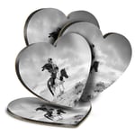 4x Heart MDF Coasters - BW - Kazakh en Eagle Hunter Man  #35917