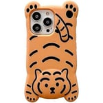 Apple iPhone 13 Super Tjockt Mjukt Silikon Tigerfodral D Cartoon Djur Orange Söt Rolig Söt Kawaii