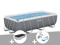 Kit piscine tubulaire Bestway Power Steel rectangulaire 4,04 x 2,01 x 1,00 m + Bâche de protection + Kit d'entretien