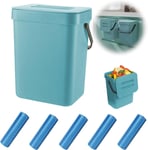 3 L Poubelle à Compost de Cuisine,Poubelle de Cuisine Conteneur de Comptoir Ménager avec Couvercle,Composteur de Cuisine pour Cuisine Salle de Bain Chambre (Bleu)