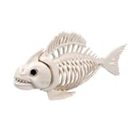 Boland 72400 Squelette de poisson factice en plastique, taille 24 cm, bouche mobile, décoration pour Halloween, carnaval ou fête à thème, beige-noir