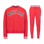 Nike Air Crew Neck Cotton Fleece Tracksuit Red